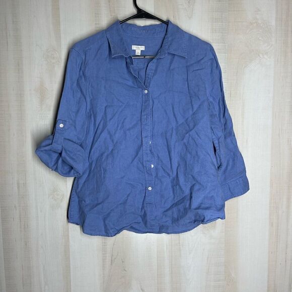Talbots blue chambray denim button front shirt top,‎ size medium - Picture 11 of 13